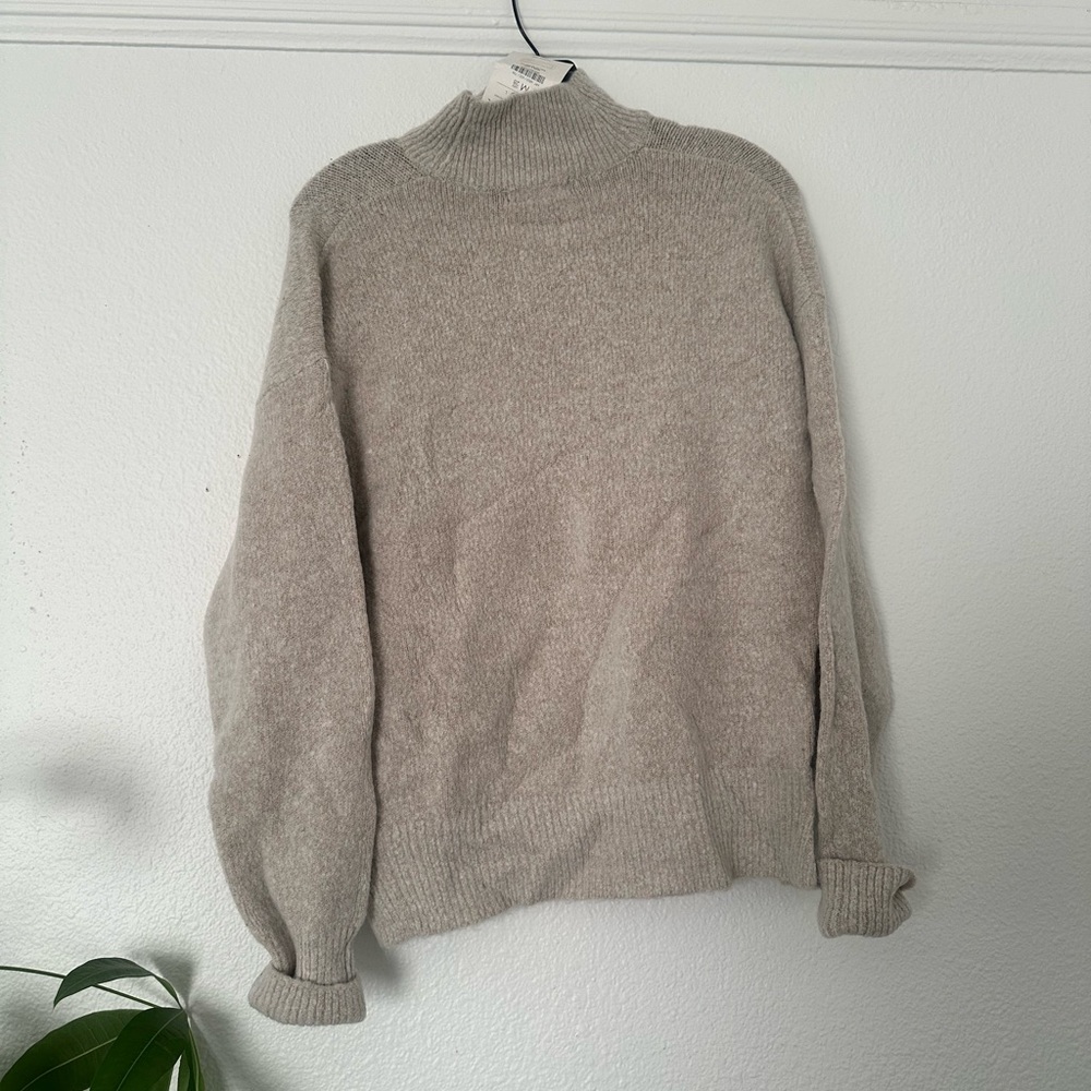NWT Bershka Beige Grey Turtle Soft High Neck Sweater - Picture 2 of 4